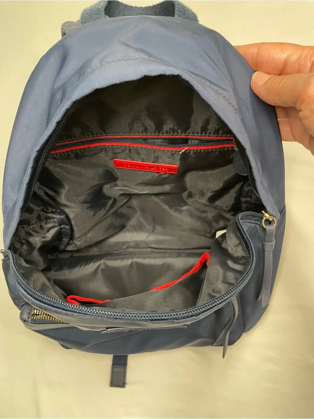 Tommy Hilfiger Navy Mini Backpack TH Logo Nylon Travel Bag